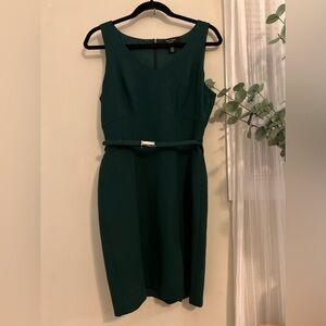 White House Black Market Green Belted Midi Dress
